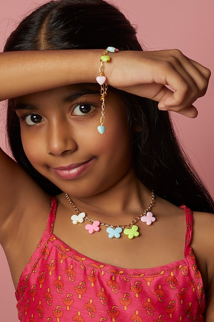 Multi-Colored Beaded Necklace Set For Girls by Lime by Manika at Pernia's Pop Up Shop