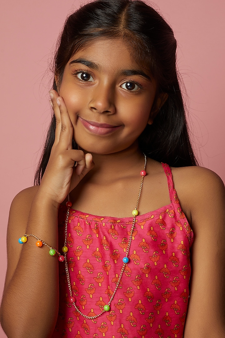 Multi-Colored Embellished Necklace Set For Girls by Lime by Manika at Pernia's Pop Up Shop