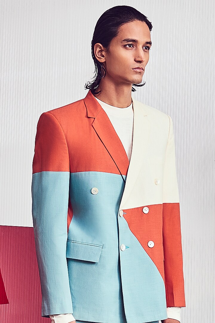 Multi-Colored Paneled Blazer by Line Outline at Pernia's Pop Up Shop