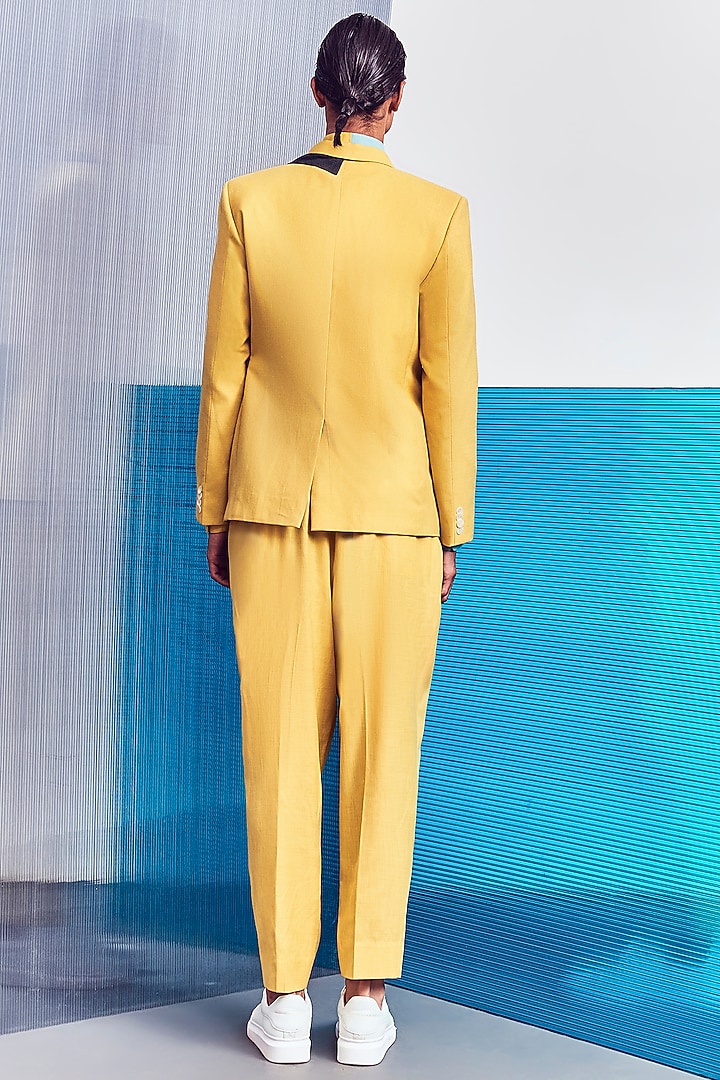 Citrus Yellow Mock Layered Blazer by Line Outline at Pernia's Pop Up Shop