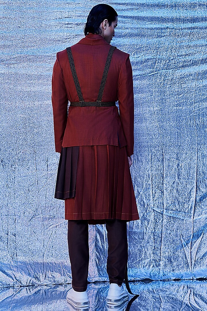 Rust Cotton Blazer by Line Outline at Pernia's Pop Up Shop