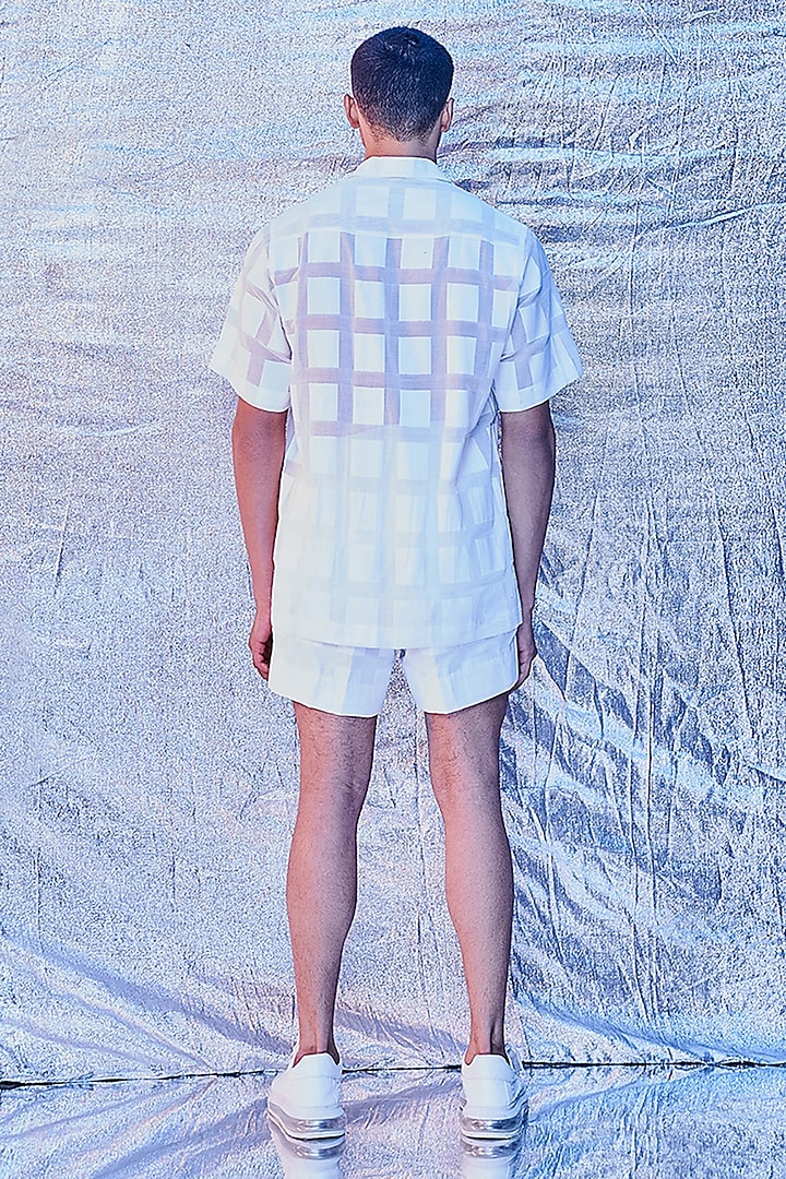 White Jacquard Cotton Co-Ord Set by Line Outline at Pernia's Pop Up Shop