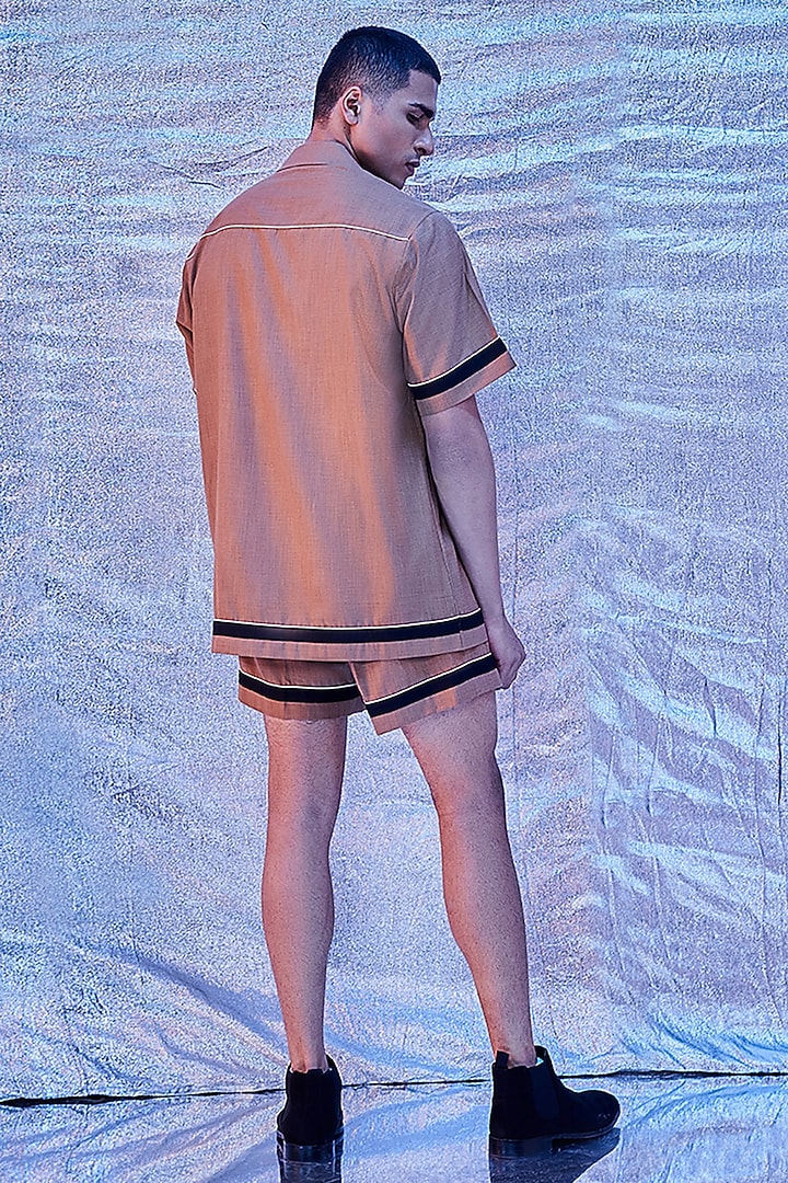Beige Cotton Co-Ord Set by Line Outline at Pernia's Pop Up Shop