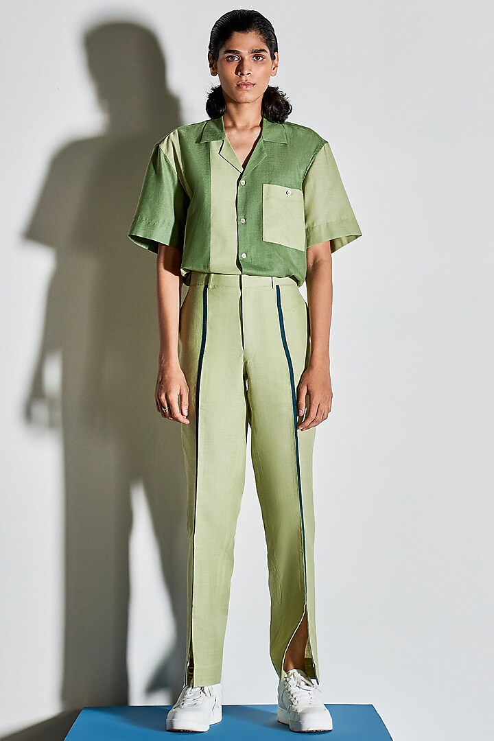 Sage Green Cotton Poly Shirt by Line Outline