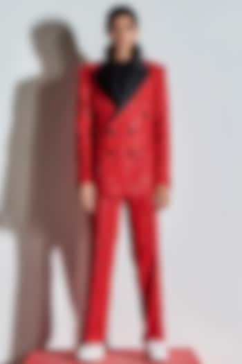 Red Cotton Poly Tuxedo Jacket by Line Outline