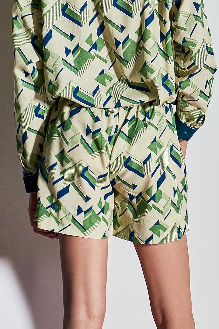 Multi-Colored Cotton Linen Shorts by Line Outline at Pernia's Pop Up Shop