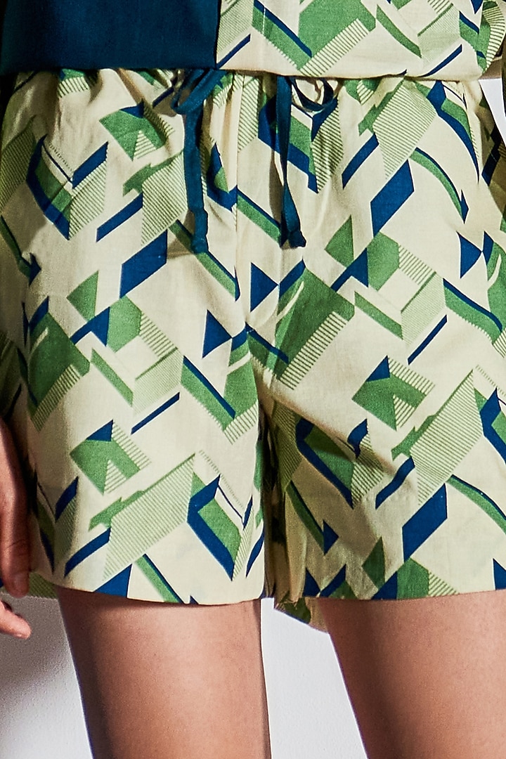 Multi-Colored Cotton Linen Shorts by Line Outline at Pernia's Pop Up Shop