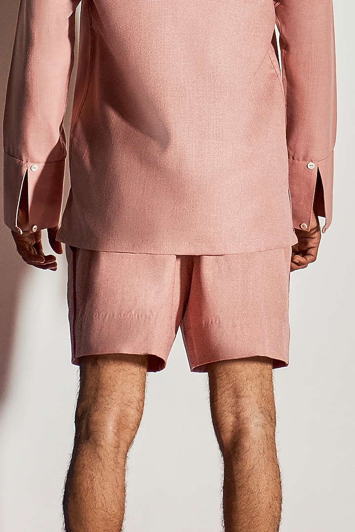 Dusty Pink Cotton Poly Blend Shorts by Line Outline at Pernia's Pop Up Shop