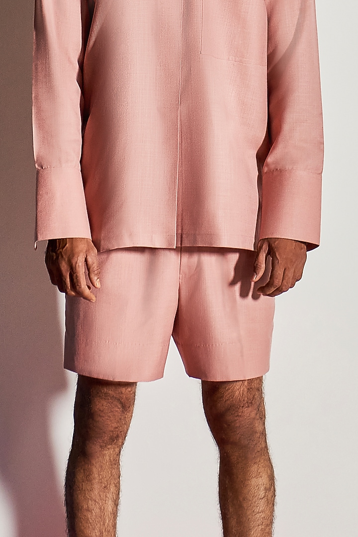 Dusty Pink Cotton Poly Blend Shorts by Line Outline at Pernia's Pop Up Shop