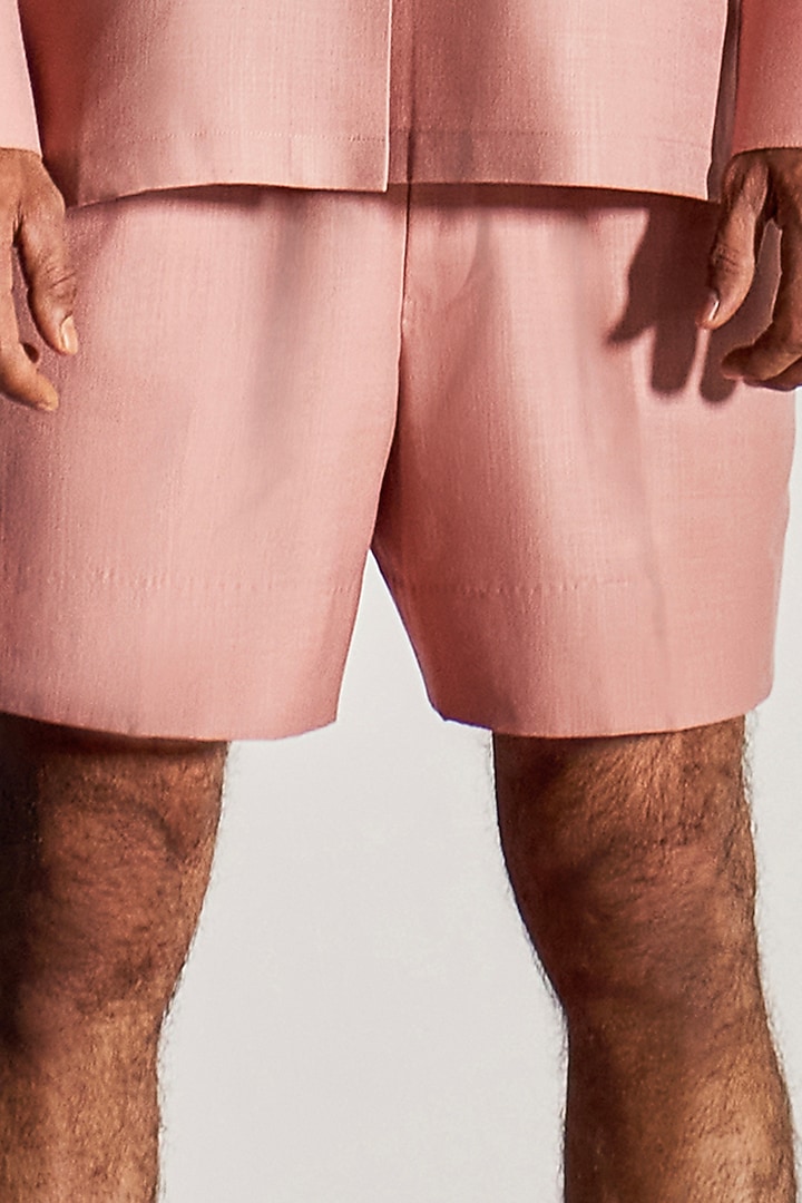 Dusty Pink Cotton Poly Blend Shorts by Line Outline at Pernia's Pop Up Shop