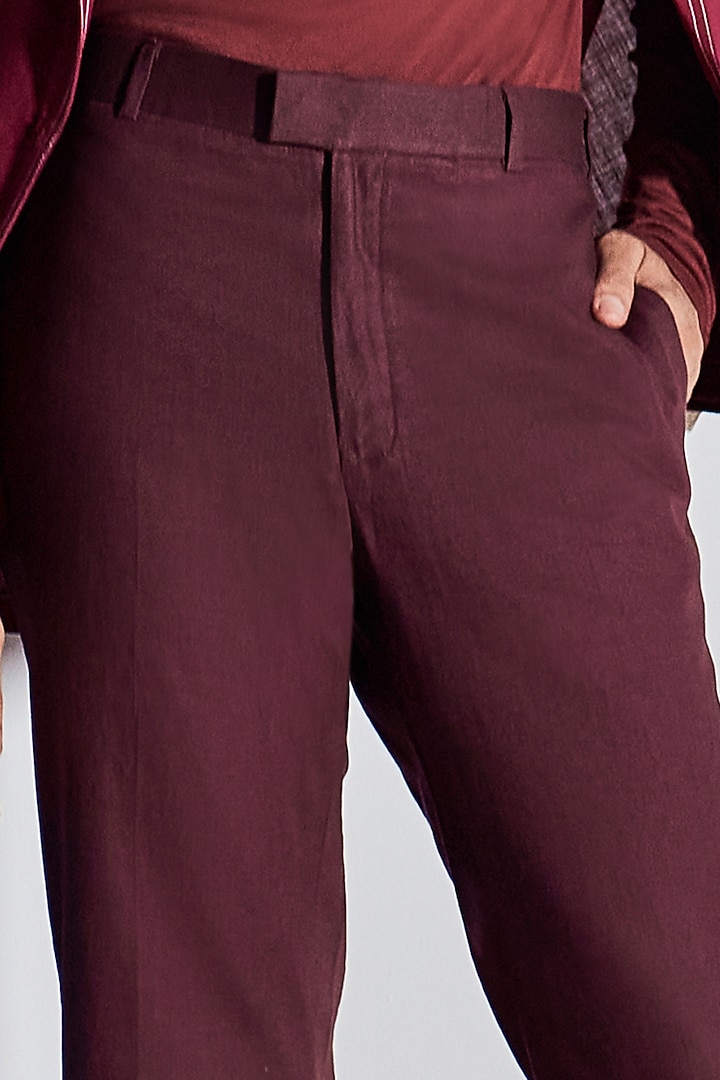 Wine Cotton Linen Bell Bottom Pants by Line Outline at Pernia's Pop Up Shop