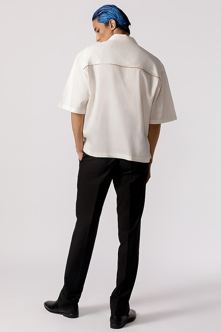 Off-White Glaze Cotton Party Wear Shirt by Line Outline at Pernia's Pop Up Shop