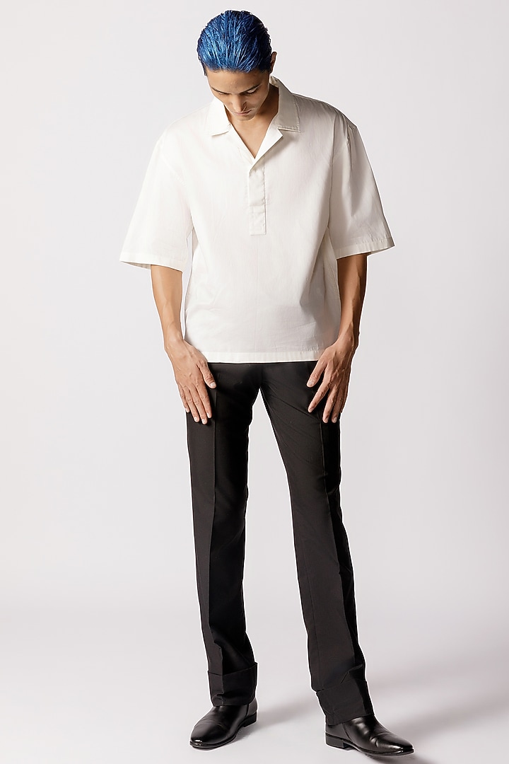Off-White Glaze Cotton Party Wear Shirt by Line Outline at Pernia's Pop Up Shop