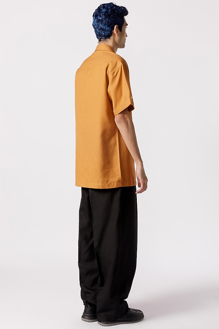 Mustard Cotton Party Wear Shirt by Line Outline at Pernia's Pop Up Shop