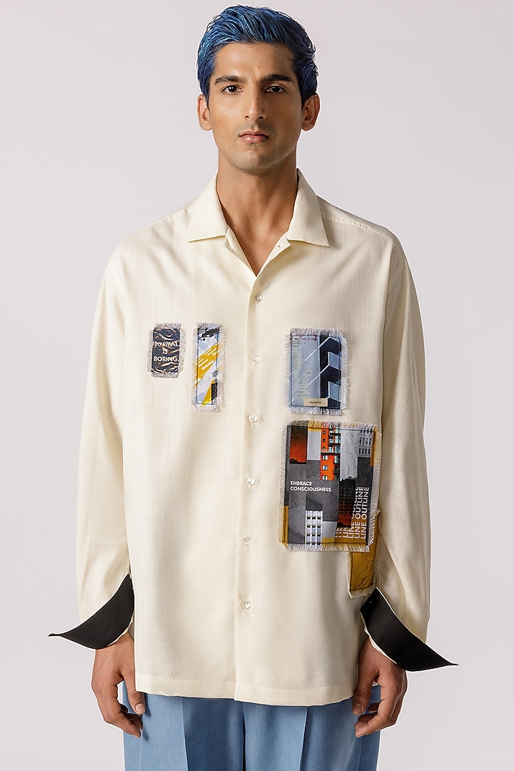 Off-White Cotton Patch Printed Shirt by Line Outline