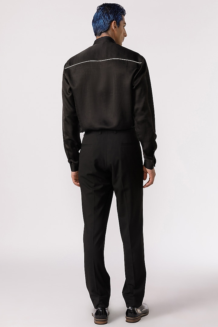 Black Chanderi Party Wear Shirt by Line Outline at Pernia's Pop Up Shop