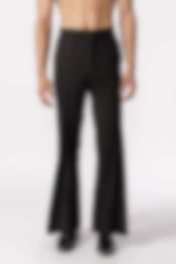 Black Cotton Box-Pleated Wide-Leg Pants by Line Outline at Pernia's Pop Up Shop