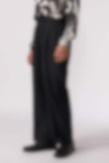 Black Cotton Wide-Leg Pyjama Pants by Line Outline at Pernia's Pop Up Shop