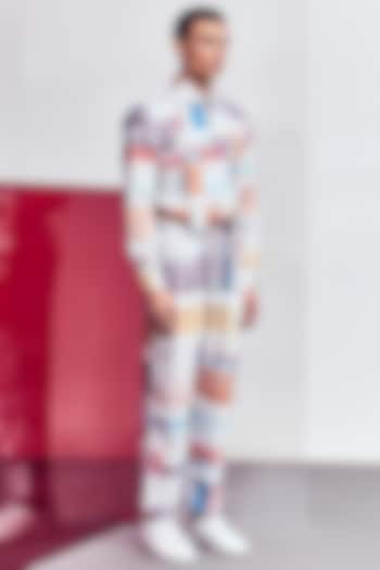 Multi-Colored Cotton Poly Blend Pleated Pants by Line Outline at Pernia's Pop Up Shop