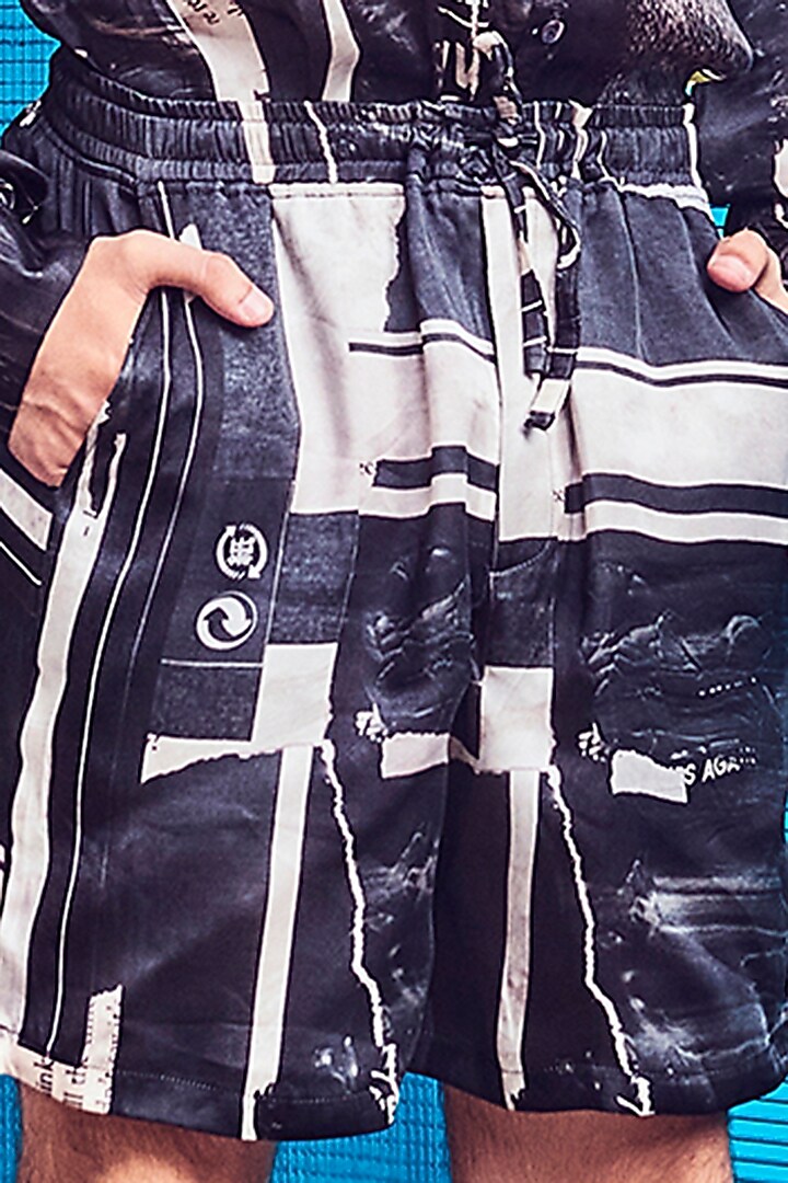 Black Bemberg Silk Shorts by Line Outline at Pernia's Pop Up Shop