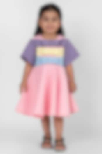 Baby Pink Neoprene Dress For Girls by Little Rabbits at Pernia's Pop Up Shop