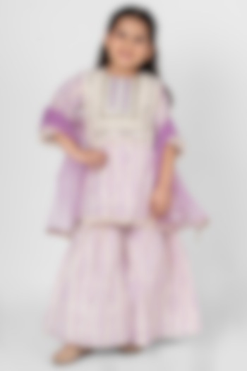 Lilac Cotton Sharara Set For Girls by Little Rabbits at Pernia's Pop Up Shop