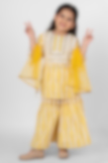 Yellow Cotton Sharara Set For Girls by Little Rabbits at Pernia's Pop Up Shop