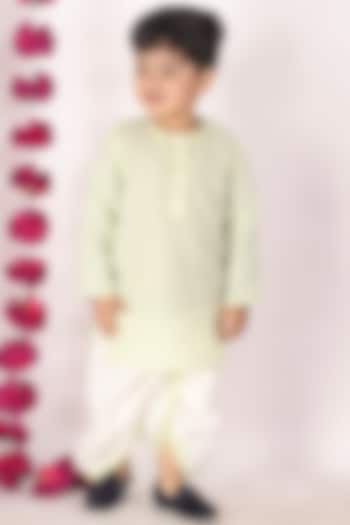 Mint Green Cotton Printed Kurta Set For Boys by Little Bansi at Pernia's Pop Up Shop