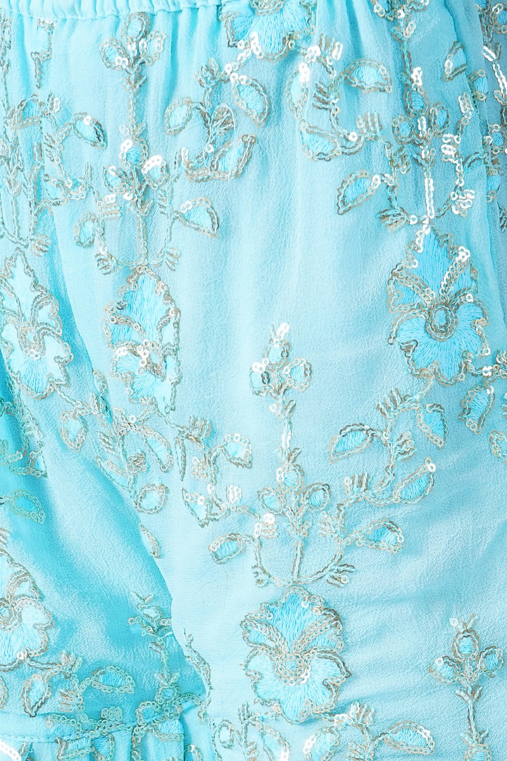 Blue Georgette & Cotton Sharara Set For Girls by Little Bansi at Pernia's Pop Up Shop