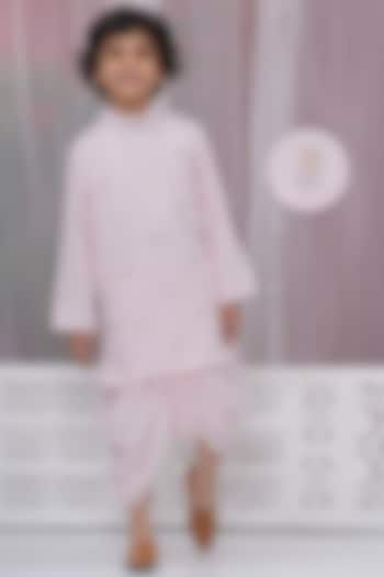 Pink Cotton Dhoti Set For Boys by Little Bansi at Pernia's Pop Up Shop