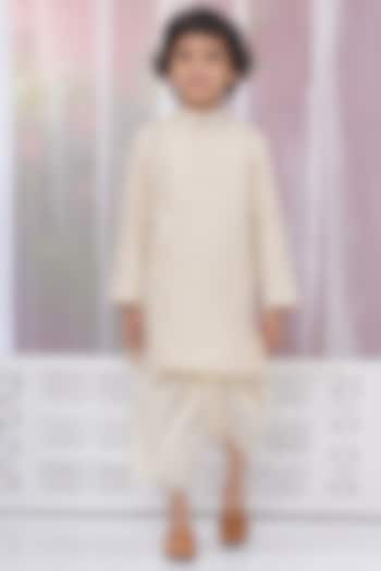 Cream Cotton Dhoti Set For Boys by Little Bansi at Pernia's Pop Up Shop