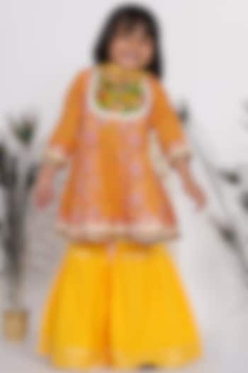 Citrus Yellow Cotton Sharara Set  For Girls by Little Bansi at Pernia's Pop Up Shop