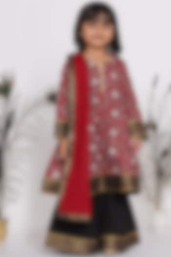 Maroon Cotton Sharara Set  For Girls by Little Bansi