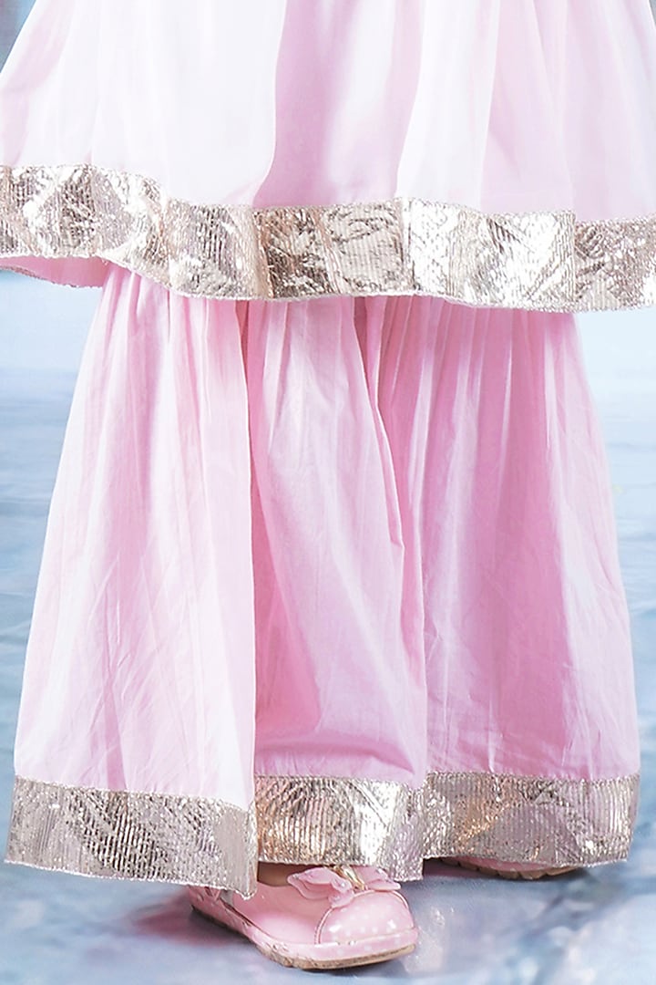 Pink Cotton Sharara Set For Girls by Little Bansi at Pernia's Pop Up Shop