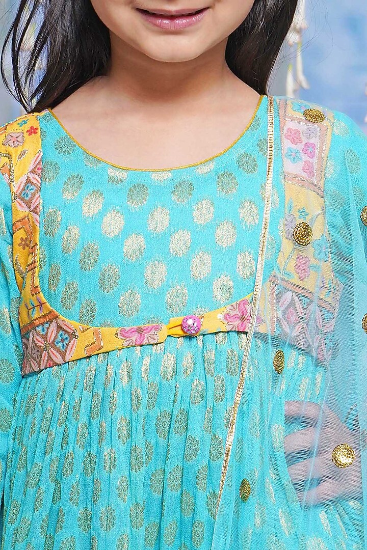 Yellow Cotton Sharara Set For Girls by Little Bansi at Pernia's Pop Up Shop