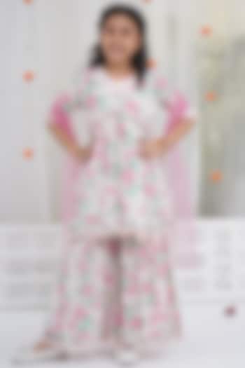 Light Pink Cotton Sharara Set For Girls by Little Bansi at Pernia's Pop Up Shop