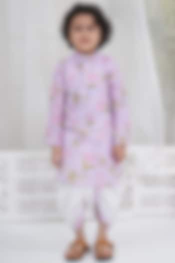 Lavender Cotton Tulip Kurta Set For Boys by Little Bansi