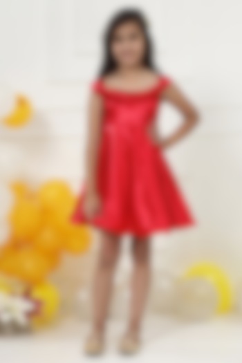 Red Satin Dress For Girls by Little Bansi at Pernia's Pop Up Shop