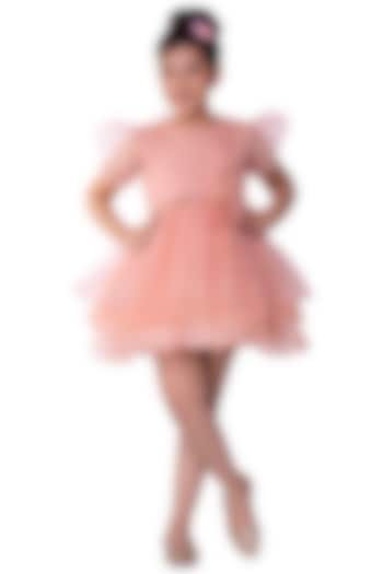 Peach Organza Dress For Girls by LittleCheer