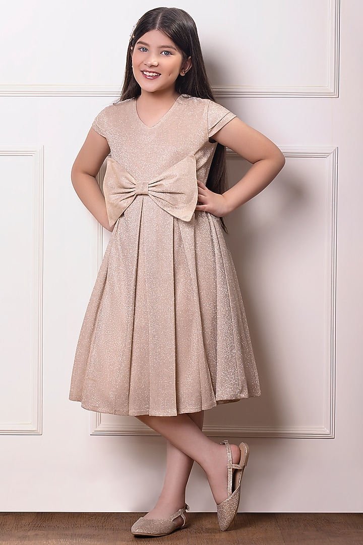 Golden Shimmer Lurex Dress For Girls by LittleCheer at Pernia's Pop Up Shop
