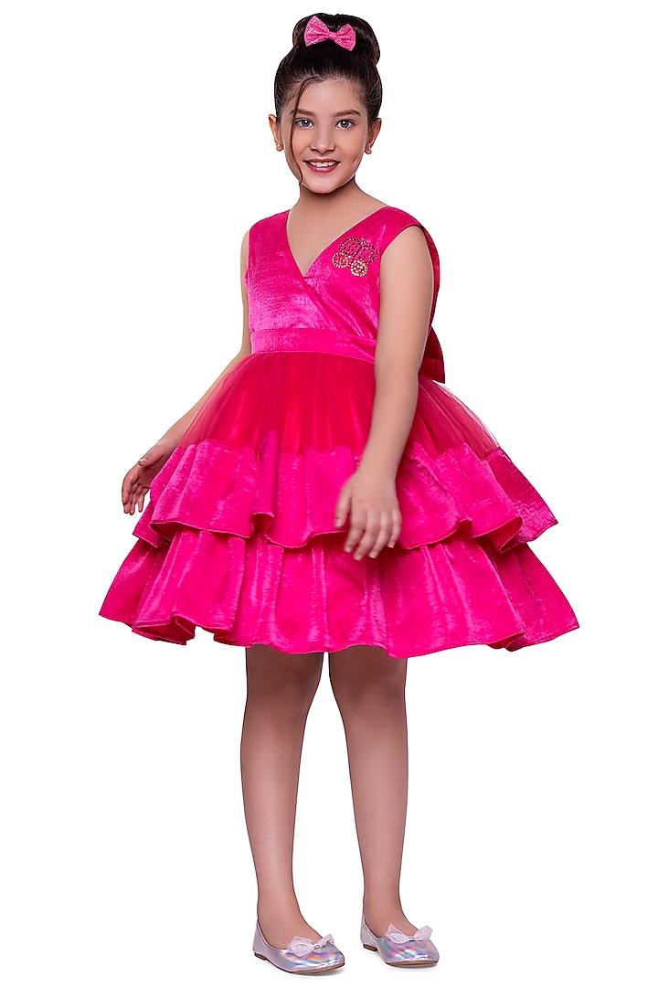 Pink Sandwash Satin Buttercup Dress For Girls by LittleCheer