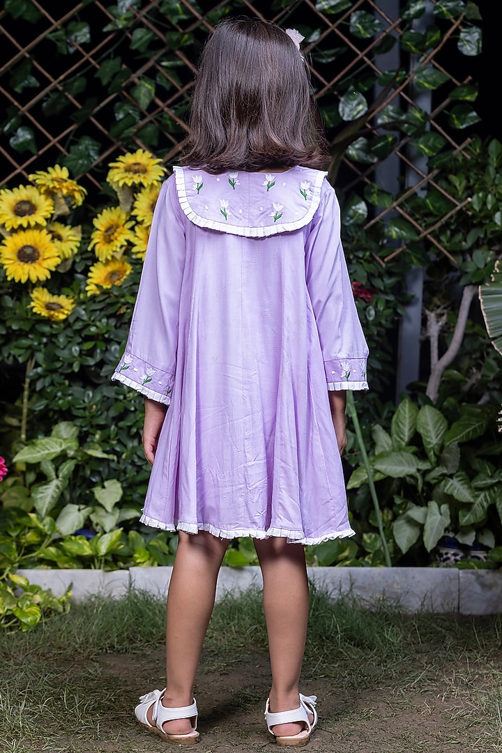 Lavender Embroidered Dress For Girls by LittleCheer at Pernia's Pop Up Shop