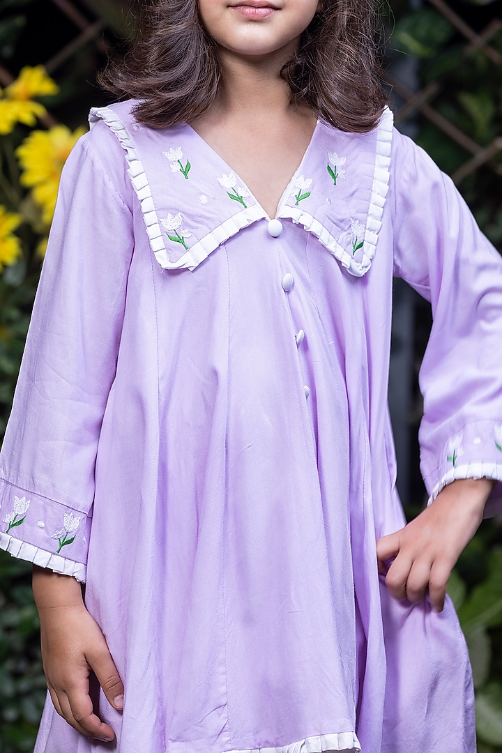 Lavender Embroidered Dress For Girls by LittleCheer at Pernia's Pop Up Shop