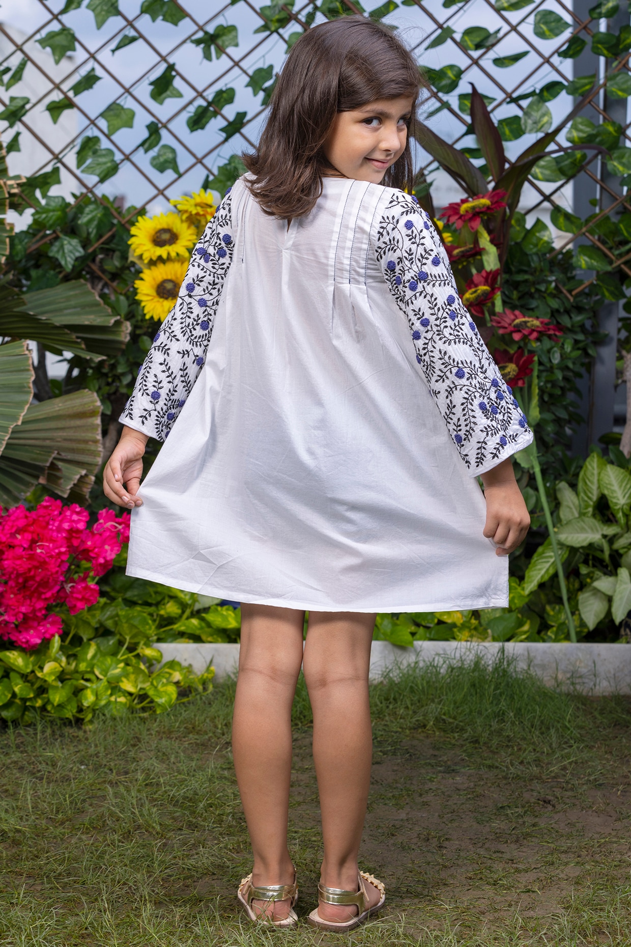 Girls white clearance a line dress