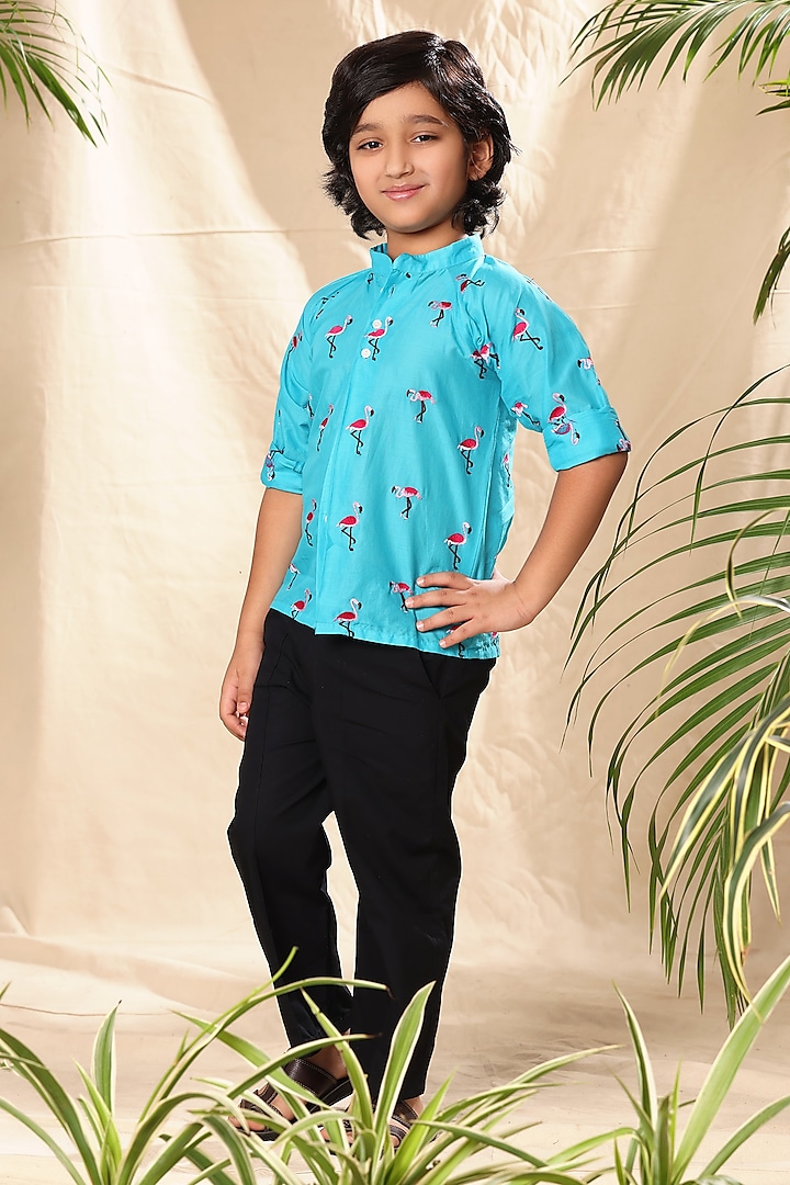 Black Soft Cotton Cambric Trouser Set For Boys by LittleCheer