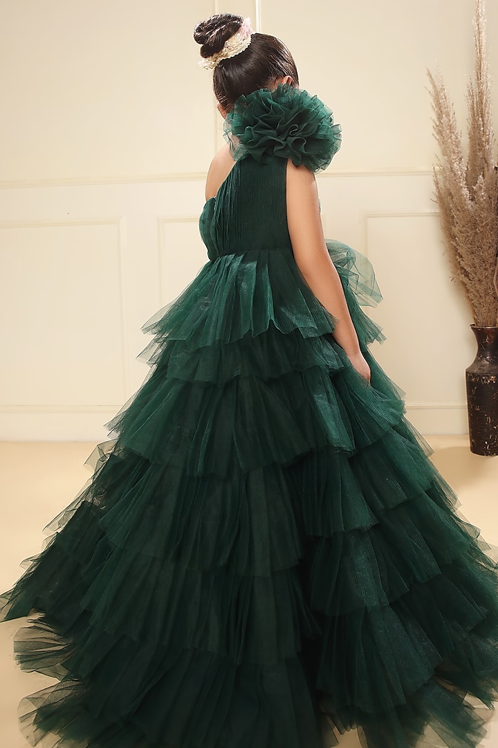 Bottle Green Flared Gown