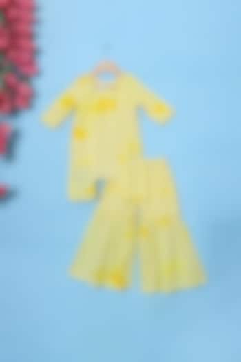 Yellow Shibori Printed Sharara Set For Girls by The Little Edition