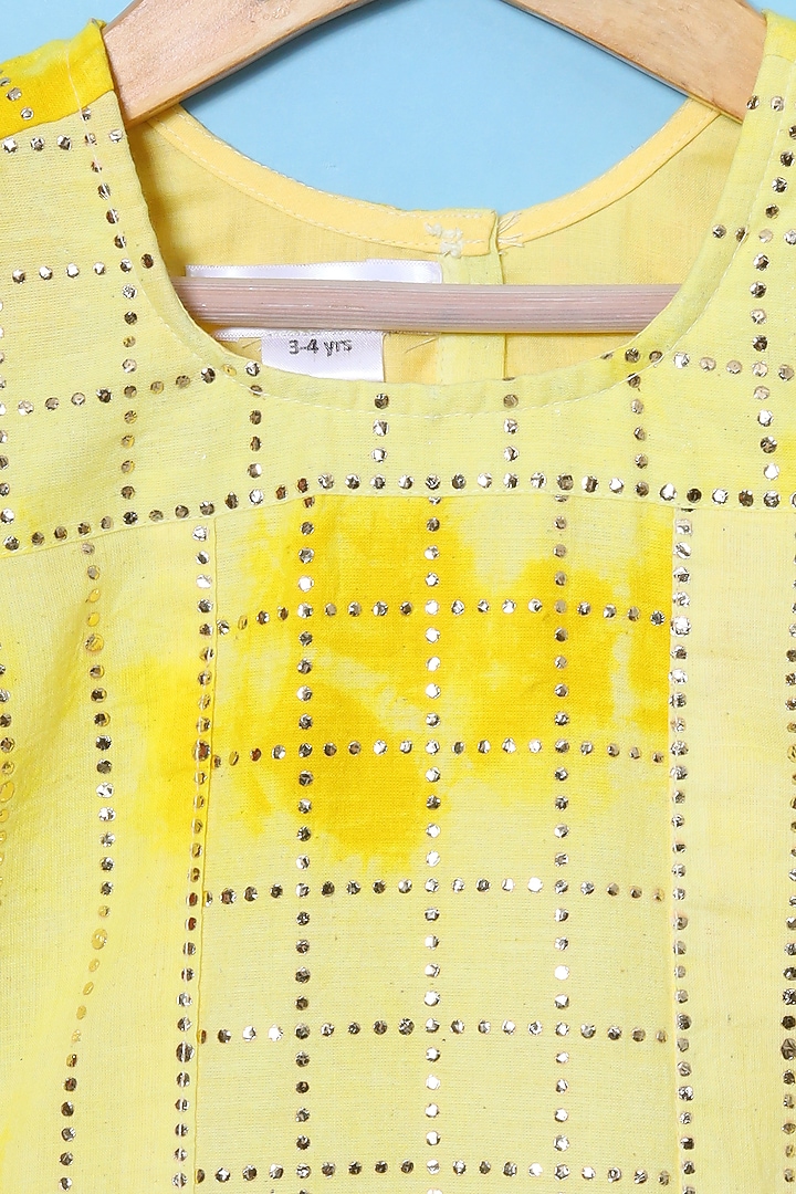 Yellow Shibori Printed Sharara Set For Girls by The Little Edition at Pernia's Pop Up Shop