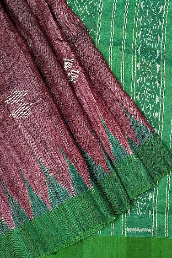 Wine Handwoven Tie-Dye Saree by Itsree at Pernia's Pop Up Shop