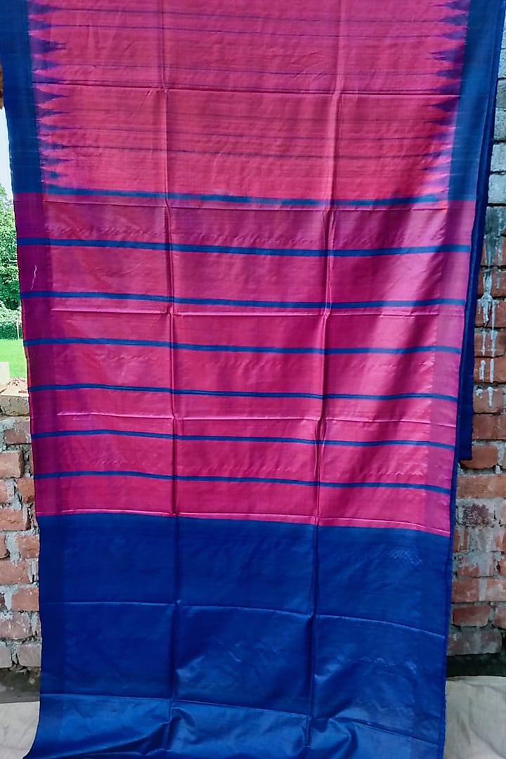 Pink Tie-Dye Handwoven Saree by Itsree